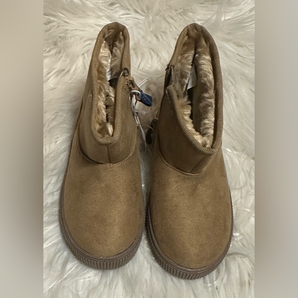 Cat & Jack Tan Ankle Boots with Fur Trim